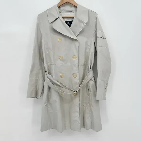 Burberry Trench Chelsea Kensington Short Belt Jacket Coat Grey Rain White 14R LW - Picture 1 of 16
